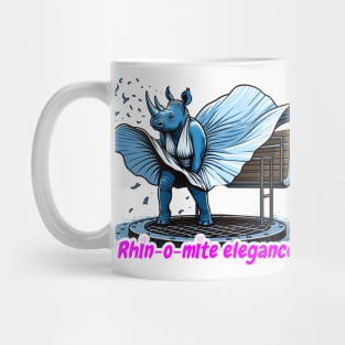 Rhino Elegance – The Iconic Fluttering Dress Illustration Mug